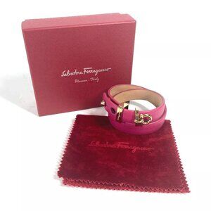 Salvatore Ferragamo Double Gancini Accessories Bracelet Leather pink/Gold